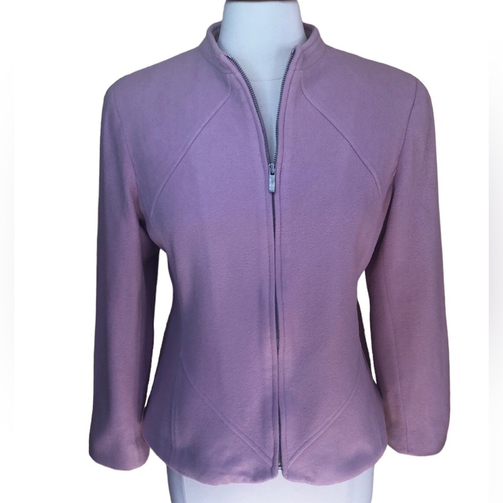 Jones New York Signature Pink Wool & Cashmere zip up jacket fully lined Size 12
